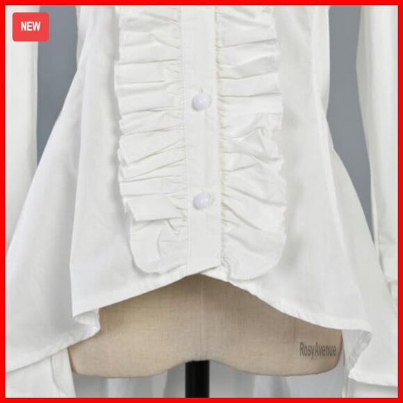 Victorian Gothic Cotton Blouse with Lace-Up Back and Ruffles - Picture 7 of 7